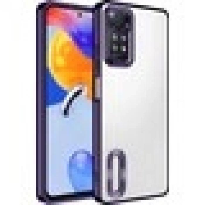 Case 4U iPhone 14 Pro Max Kılıf Kamera Lens Korumalı Şeffaf Renkli Logo Gösteren Parlak Omega Kapak Lacivert