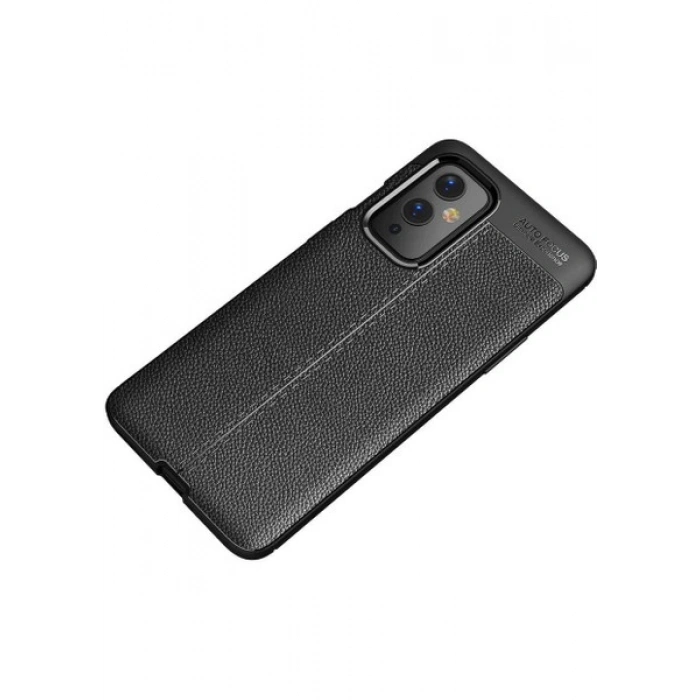 Case 4U One Plus 9 Kılıf Rugan Armor Deri Görünümlü Yüksek Kalite Silikon Niss Lacivert