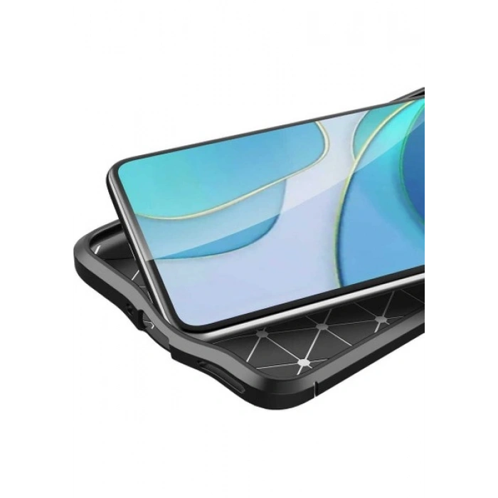 Case 4U One Plus 9 Kılıf Rugan Armor Deri Görünümlü Yüksek Kalite Silikon Niss Lacivert