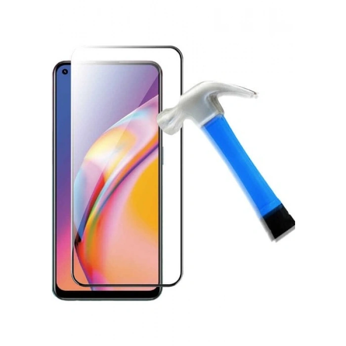 Case 4U Oppo Reno 2z Ekran Koruyucu Kırılmaz Tam Ekran Sert Temperli Davin 5D Cam Siyah