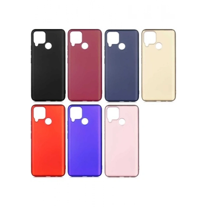 Case 4U Realme C25 Kılıf Klasik Mat Renkli Yumuşak Premier Silikon Saks Mavi