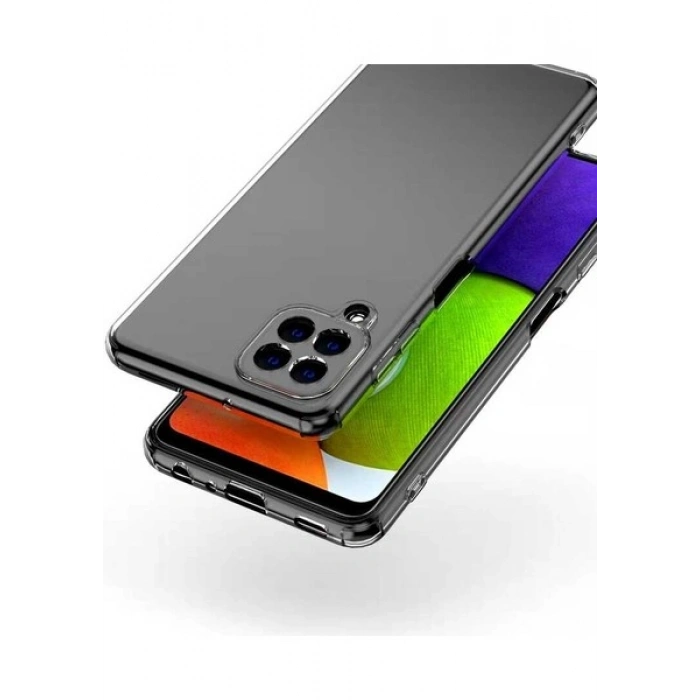 Case 4U Samsung Galaxy A22 Uyumlu Kılıf Kamera Korumalı Yumuşak Şeffaf Ince Süper Silikon