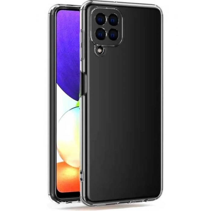 Case 4U Samsung Galaxy A22 Uyumlu Kılıf Kamera Korumalı Yumuşak Şeffaf Ince Süper Silikon