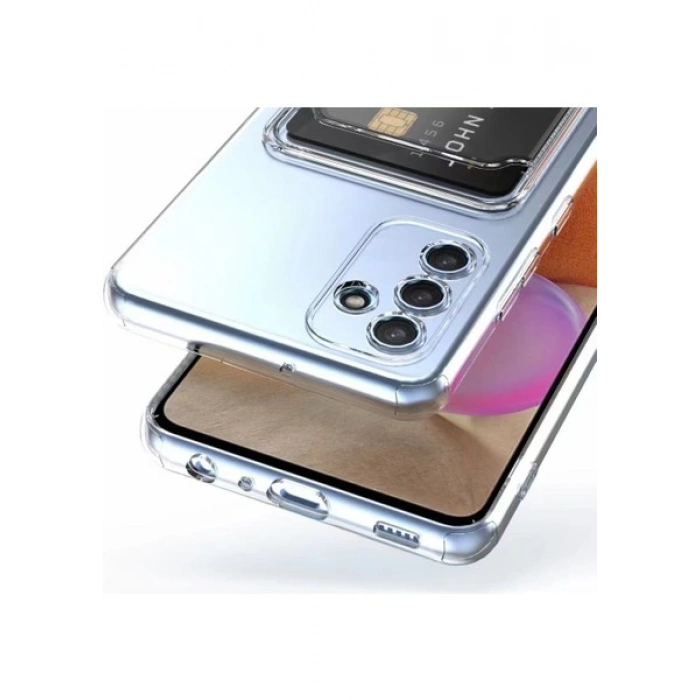 Case 4U Samsung Galaxy A54 Kılıf Kartlıklı Setra Clear Silikon Kapak Şeffaf