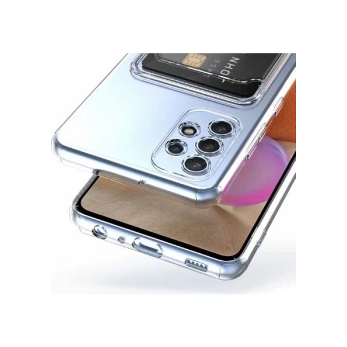 Case 4U Samsung Galaxy A73 Uyumlu Kılıf Kartlıklı Setra Clear Silikon Kapak Şeffaf