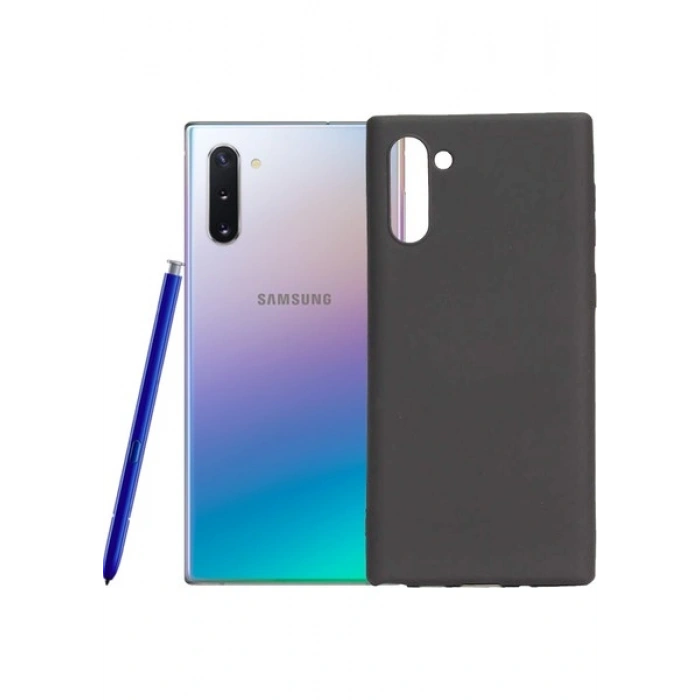 Case 4U Samsung Galaxy Note 10 Kılıf Klasik Mat Renkli Yumuşak Premier Silikon Siyah