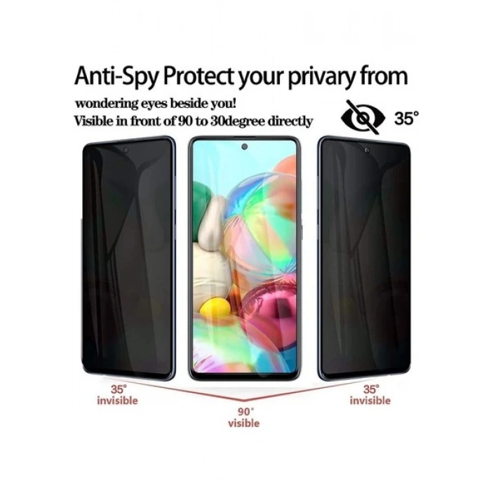 Case 4U Samsung Galaxy S21 Fe Uyumlu Ekran Koruyucu Temperli Kırılmaz Cam Privacy Davin 5D Hayalet Gizliklik Filtreli Siyah