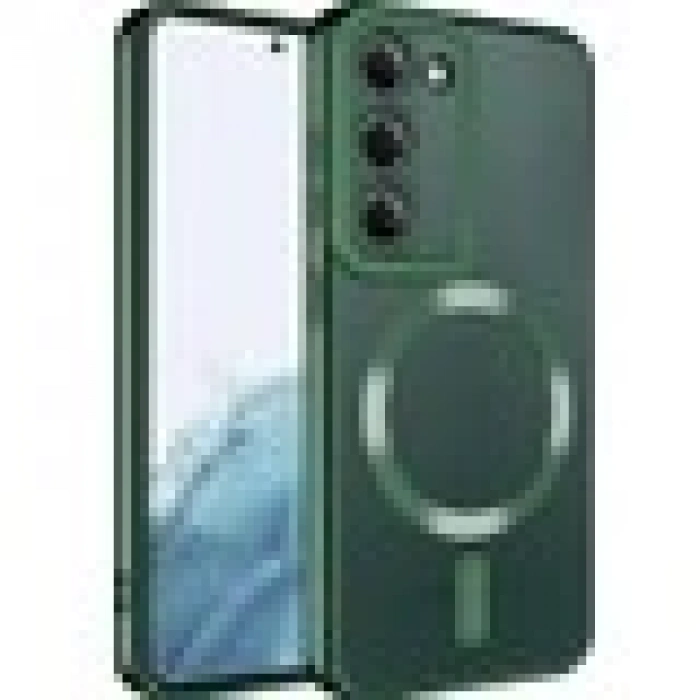 Case 4U Samsung Galaxy S23 Plus Uyumlu Kılıf Magsafe Wireless Şarj Destekli Kamera Korumalı Şeffaf Kenarları Renkli Setro Kapak Koyu Yeşil