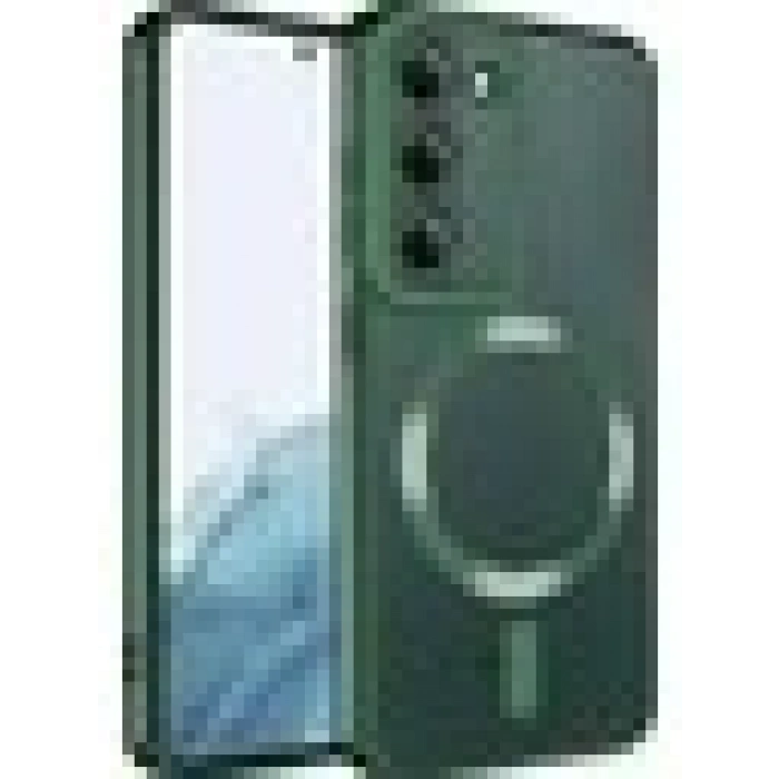 Case 4U Samsung Galaxy S23 Plus Uyumlu Kılıf Magsafe Wireless Şarj Destekli Kamera Korumalı Şeffaf Kenarları Renkli Setro Kapak Koyu Yeşil