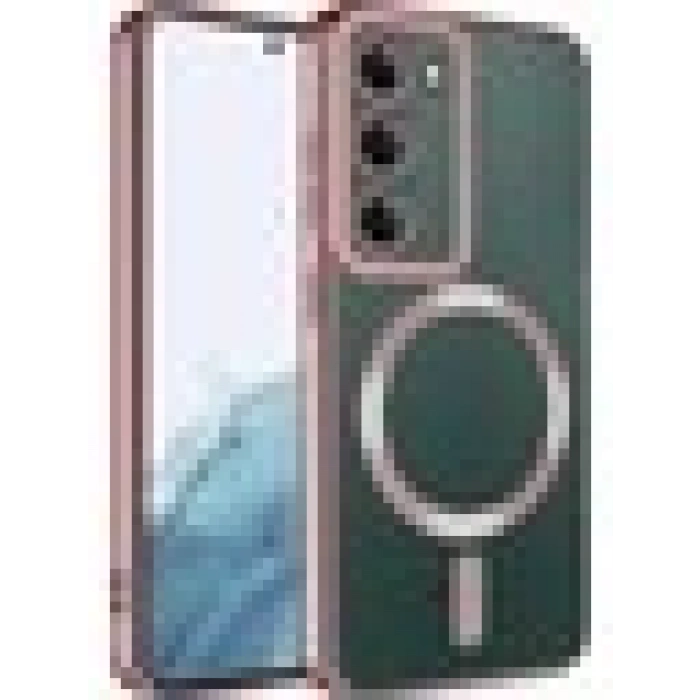 Case 4U Samsung Galaxy S23 Plus Uyumlu Kılıf Magsafe Wireless Şarj Destekli Kamera Korumalı Şeffaf Kenarları Renkli Setro Kapak Rose Gold