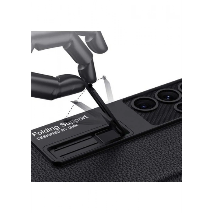 Case 4U Samsung Galaxy S23 Ultra Uyumlu Kılıf Kamera Korumalı Kıpta Standlı Kapak Koyu Mor