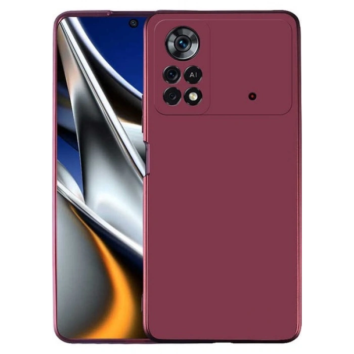 Case 4U Xiaomi Poco M4 Pro 4G Kılıf Klasik Mat Renkli Yumuşak Premier Silikon Mürdüm