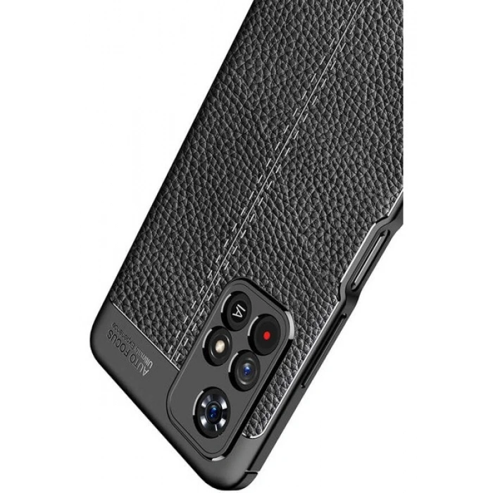 Case 4U Xiaomi Poco M4 Pro 5G Kılıf Rugan Armor Deri Görünümlü Yüksek Kalite Silikon Niss Lacivert