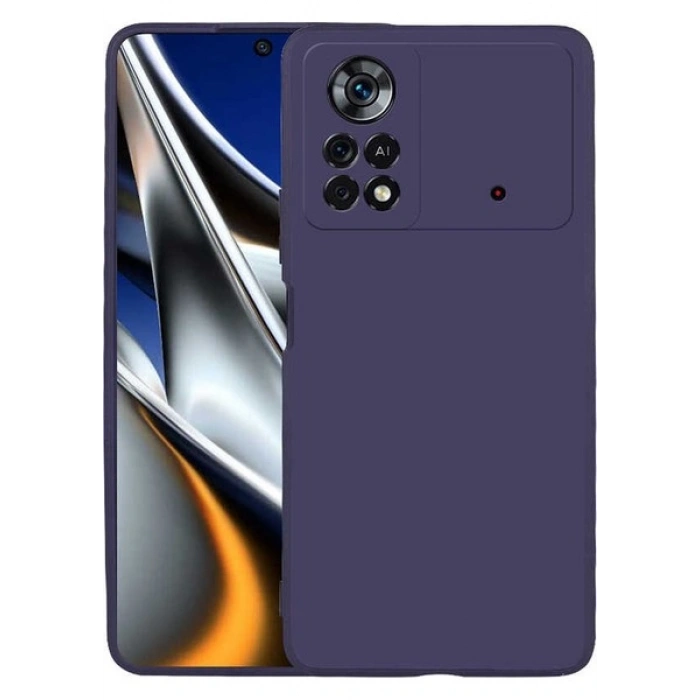 Case 4U Xiaomi Poco X4 Pro 5G Kılıf Klasik Mat Renkli Yumuşak Premier Silikon Lacivert