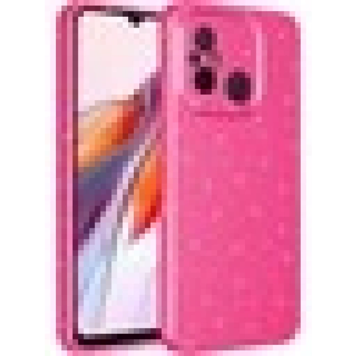 Case 4U Xiaomi Redmi 12C Kılıf Kamera Korumalı Simli Lüks Koton Kapak Koyu Pembe
