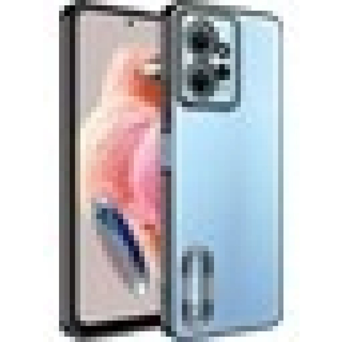 Case 4U Xiaomi Redmi Note 12 4g Kılıf Kamera Lens Korumalı Şeffaf Renkli Logo Gösteren Parlak Omega Kapak Siyah