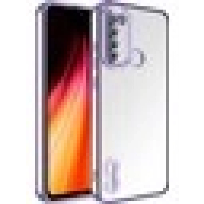 Case 4U Xiaomi Redmi Note 8 Kılıf Kamera Lens Korumalı Şeffaf Renkli Logo Gösteren Parlak Omega Kapak Lila