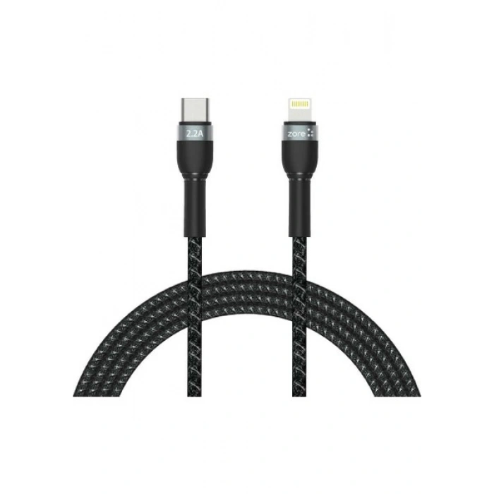 Case 4U Zore Shira Serisi Type-C to Lightning Kablo 2 Metre Siyah