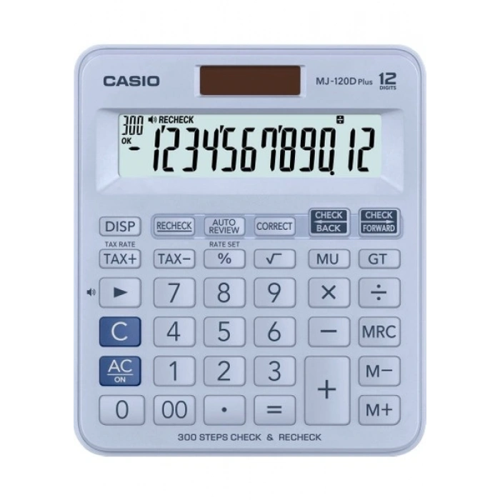 Casio MJ-120D Plus MAVİ İşlem Kontrollü Mavi 12 Hane Masa Üstü Hesap Makinesi