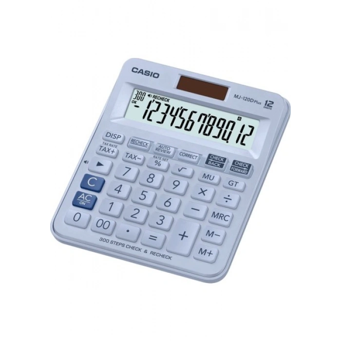 Casio MJ-120D Plus MAVİ İşlem Kontrollü Mavi 12 Hane Masa Üstü Hesap Makinesi