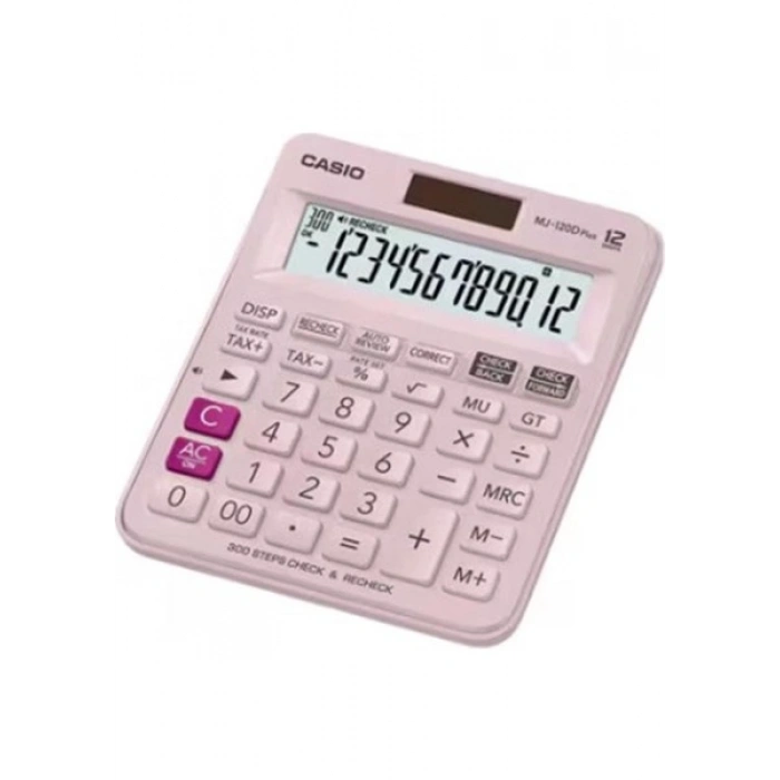 Casio MJ-120D Plus Pembe İşlem Kontrollü 12 Hane Masa Üstü Hesap Makinesi
