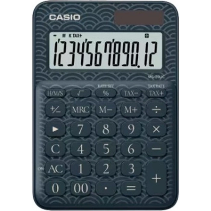 Casio MS-20UC-JBU 12 Hane Lacivert Desenli Masa Üstü Hesap Makinesi