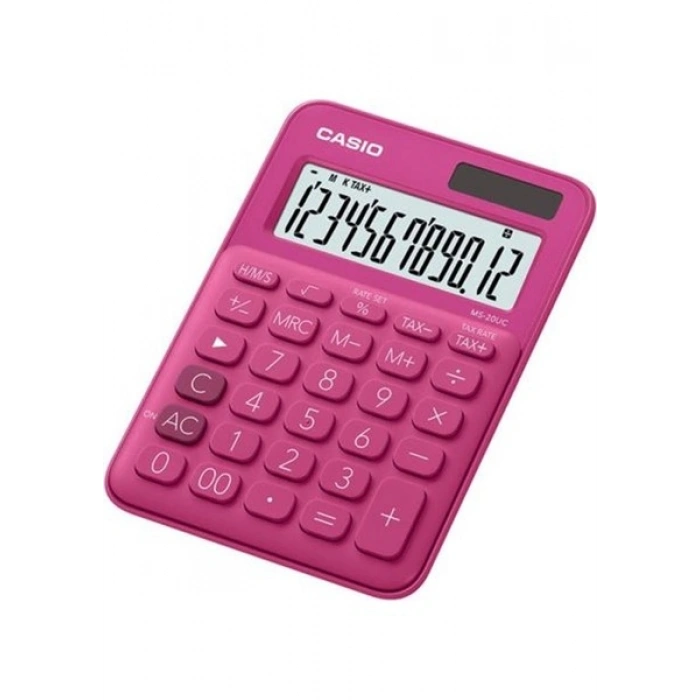 Casio MS-20UC-RD 12 Hane Koyu Pembe Masa Üstü Hesap Makinesi
