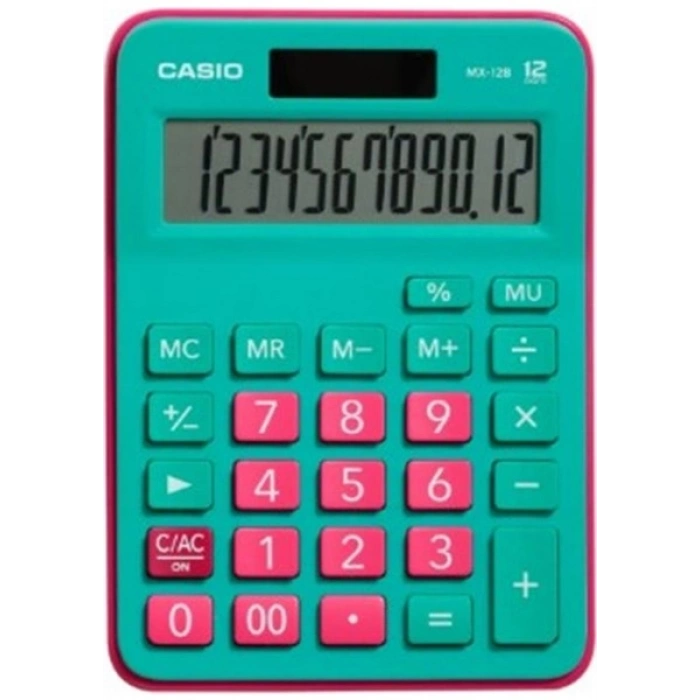 Casio MX-12B-GNRD Yeşil+Pembe 12 Hane Masa Üstü Hesap Makinesi