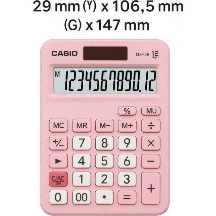 Casio MX-12B-PK Pembe 12 Hane Masa Üstü Hesap Makinesi