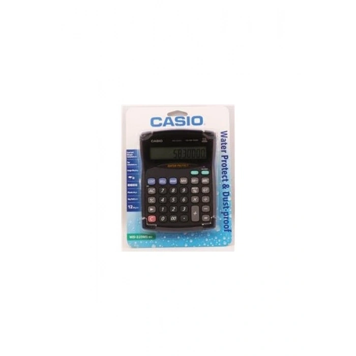Casio WD-220MS-BU 12 Hane Suya-Toza Dayanıklı Masa Üstü Hesap Makinesi