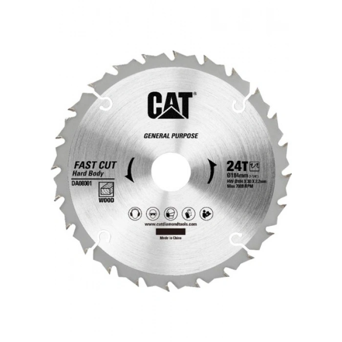 Cat DA08001 184X30MM Ahşap Kesme Elmas, Daire Testere Bıçağı 24 Diş