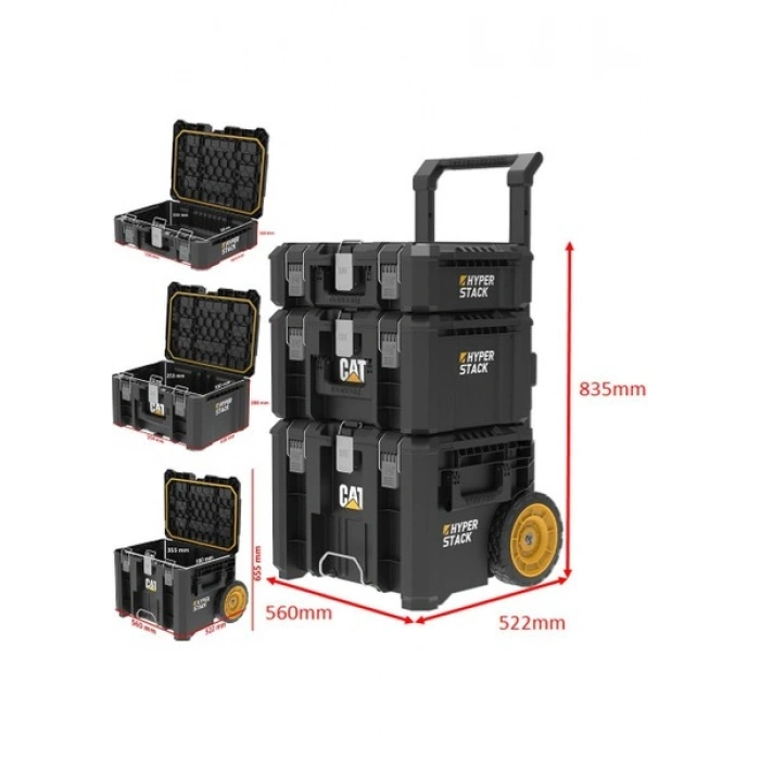 Cat DA41005 Hyper Stack Ağır Hizmet Tipi 3’lü Tekerlekli Kilitli Takım Çantası Seti