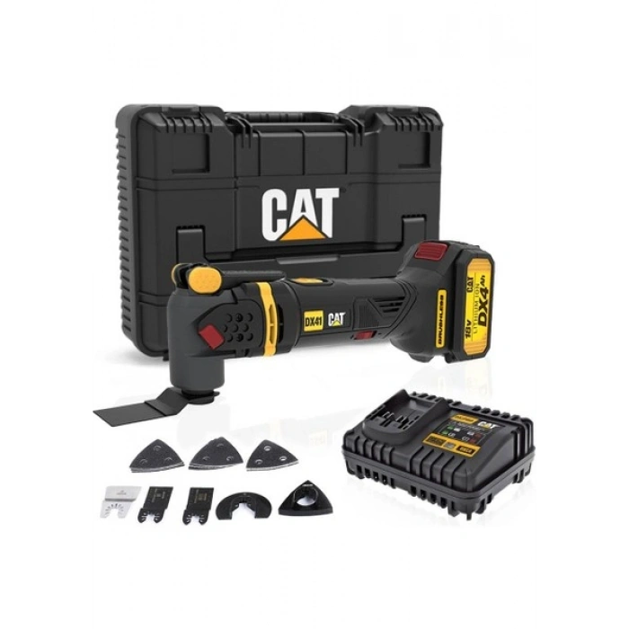 Cat DX41 18 Volt / 4.0 Ah Li-Ion Tek Akülü Kömürsüz Profesyonel Çok Amaçlı Devir Ayarlı Raspalama+14 Adet Aksesuar