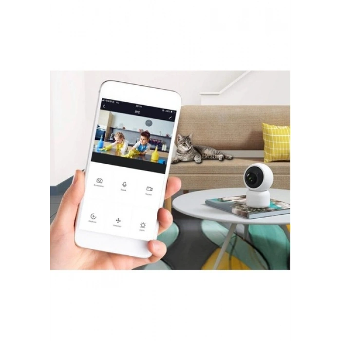 CATA Gece Görüşlü Full HD 1080p Akıllı WiFi Kamera Beyaz Renk İç Mekan Kullanımı İle