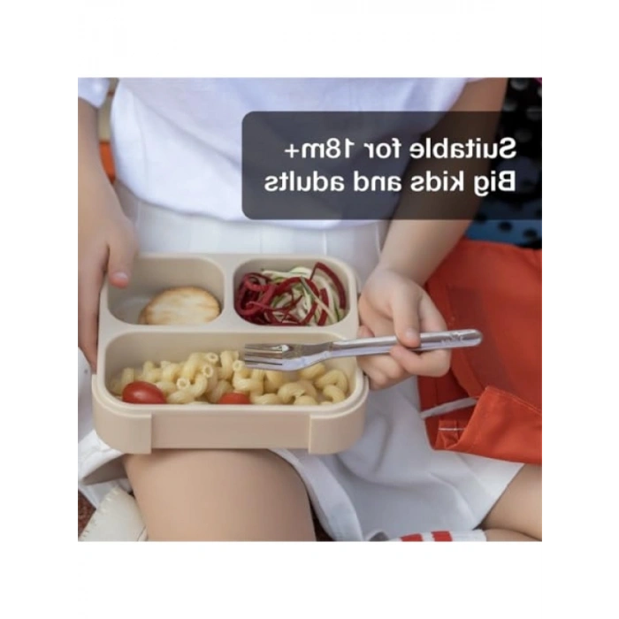 Çatal ve Kaşıklı Bento Beslenme Kutusu Seti - Caramel