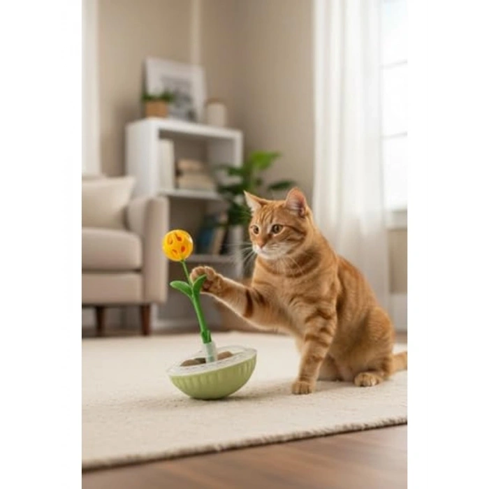 Catnip Tumbler Kedi Oyuncağı, Cıngıraklı ve Otomatik Hareketli