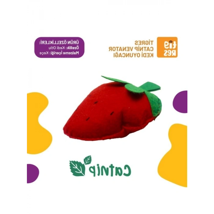 Catnipli Çilek Şeklinde Kedi Oyuncağı