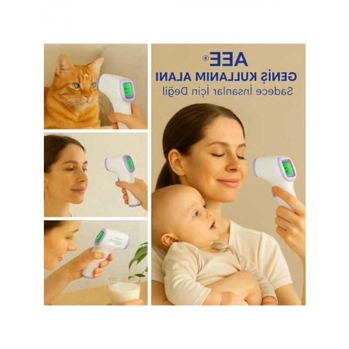 CE Onaylı Dijital Temassız Ateş Ölçer - Hafızalı Pilli, Bebek ve Ortam Kullanımı için