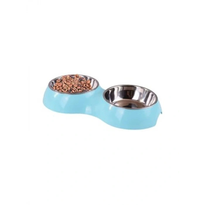 Çelik 700 ml Mavi Kaymaz Taban Kedi ve Köpek Mama Su Kabı