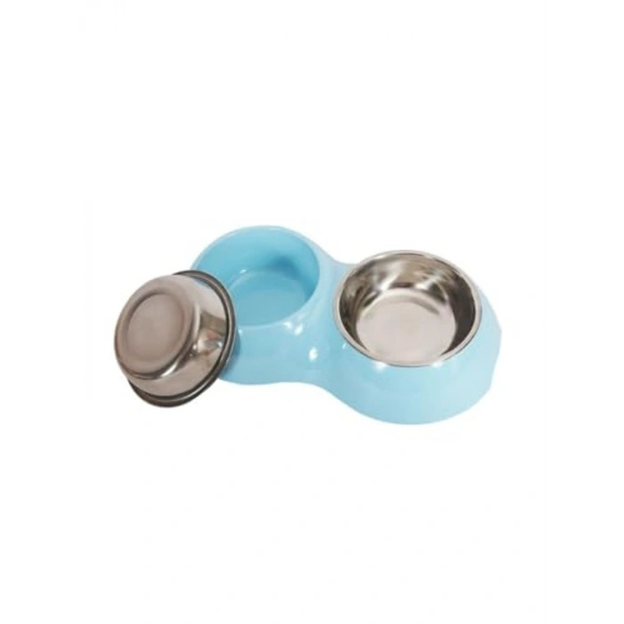 Çelik 700 ml Mavi Kaymaz Taban Kedi ve Köpek Mama Su Kabı