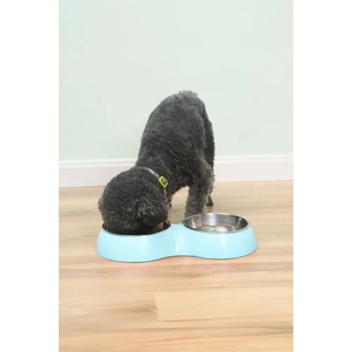 Çelik 700 ml Mavi Kaymaz Taban Kedi ve Köpek Mama Su Kabı