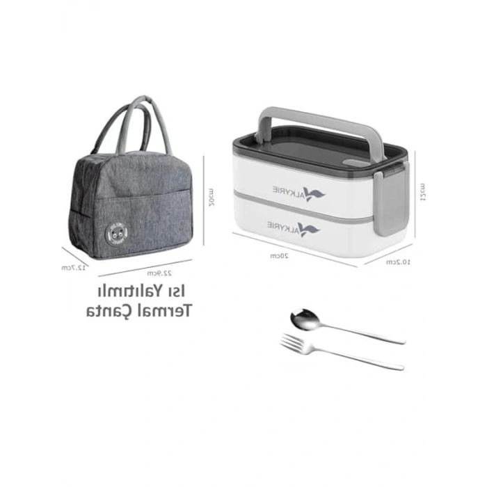 Çelik Bölmeli Lunch Box Seti, Sızdırmaz ve Isı Yalıtımlı Çanta ile