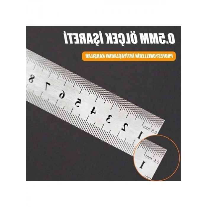 25 cm Boyunda Çelik Cetvel, Ölçüm ve Çizim İçin Dayanıklı Araç