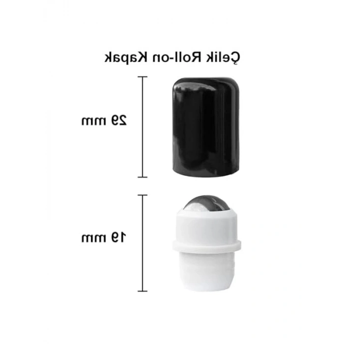 Çelik Roll On Şişesi, 50 ml Kapasite, 2 Adet, Siyah Kapaklı