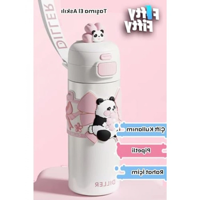 Çelik Termos, 480 ML Kapasite, Pipetli Tasarım