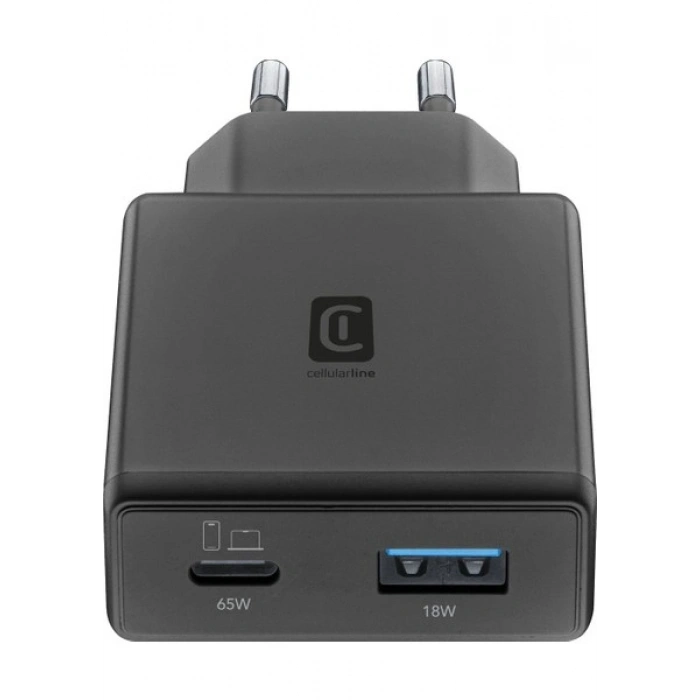 Cellularline 65W Ultra Slım Dual A + C Telefon Şarj Adaptörü