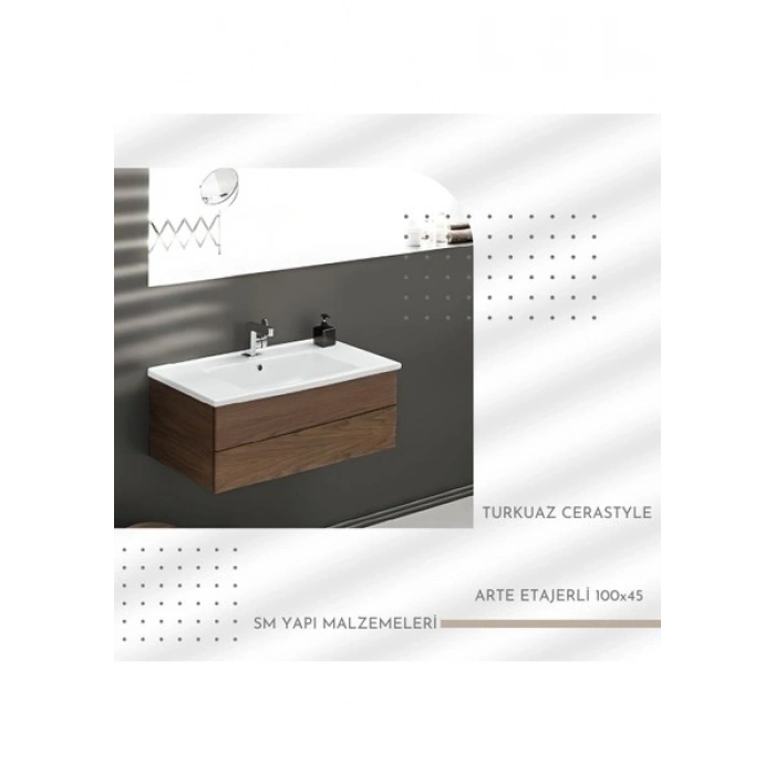 Cerastyle Turkuaz Arte Etajerli Lavabo 100 x 45 cm