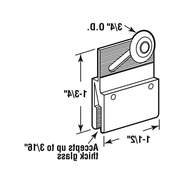 Çerçevesiz Duş Kapısı Üst Braketi Rulo Düzeneği, 3/4 inç