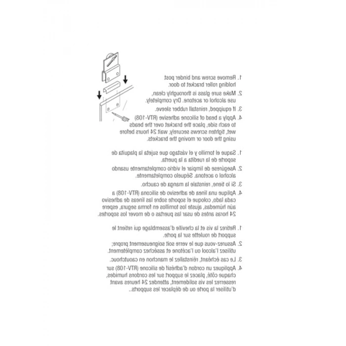 Çerçevesiz Duş Kapısı Üst Braketi Rulo Düzeneği, 3/4 inç