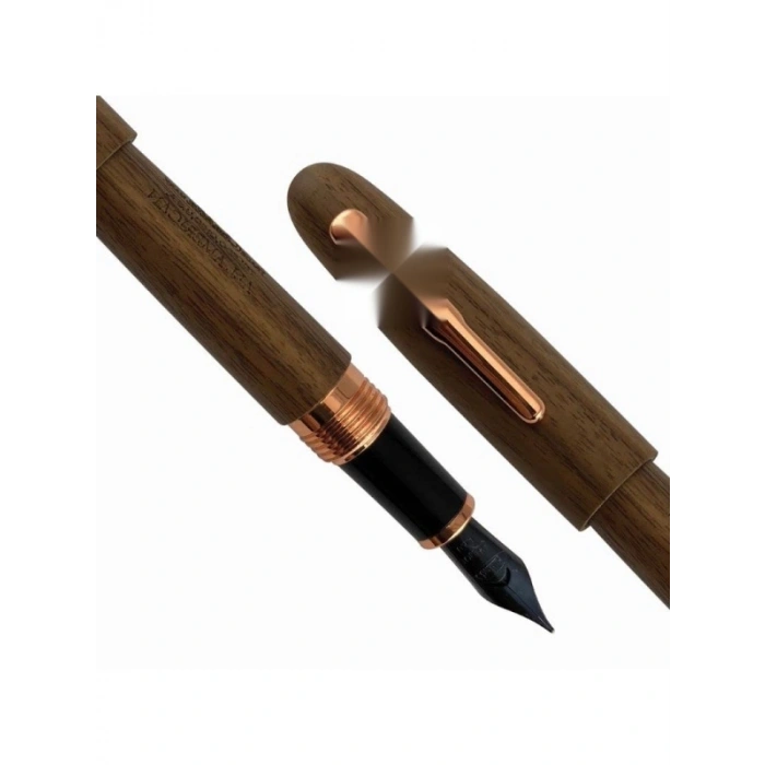 Ceviz Ağacından Üretilen Dolma Kalem, Pembe Altın Detay